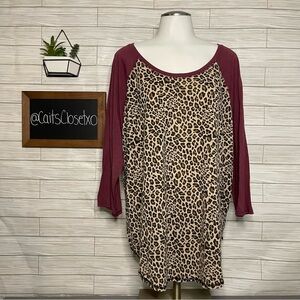 🫶 Leopard and Burgundy Tee